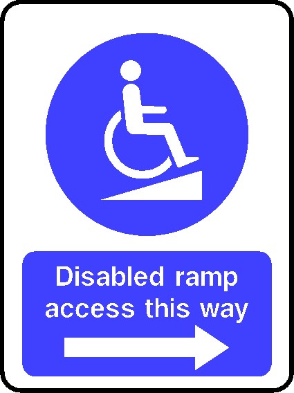 Ramp Access This Way Signs and Stickers