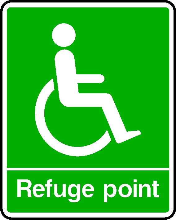 Wheelchair Refuge Point Signs and Stickers