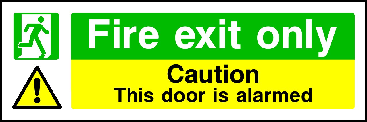 Fire Exit Door Is Alarmed Signs and Stickers