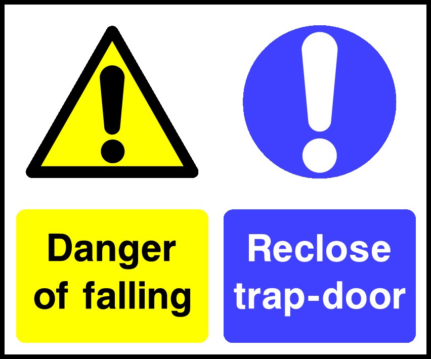 Reclose Trap Door Signs and Stickers