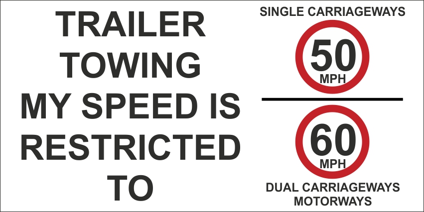 Trailer Towing Speed Restricted Sign 50mph 60mph [Self Adhesive Sticker]