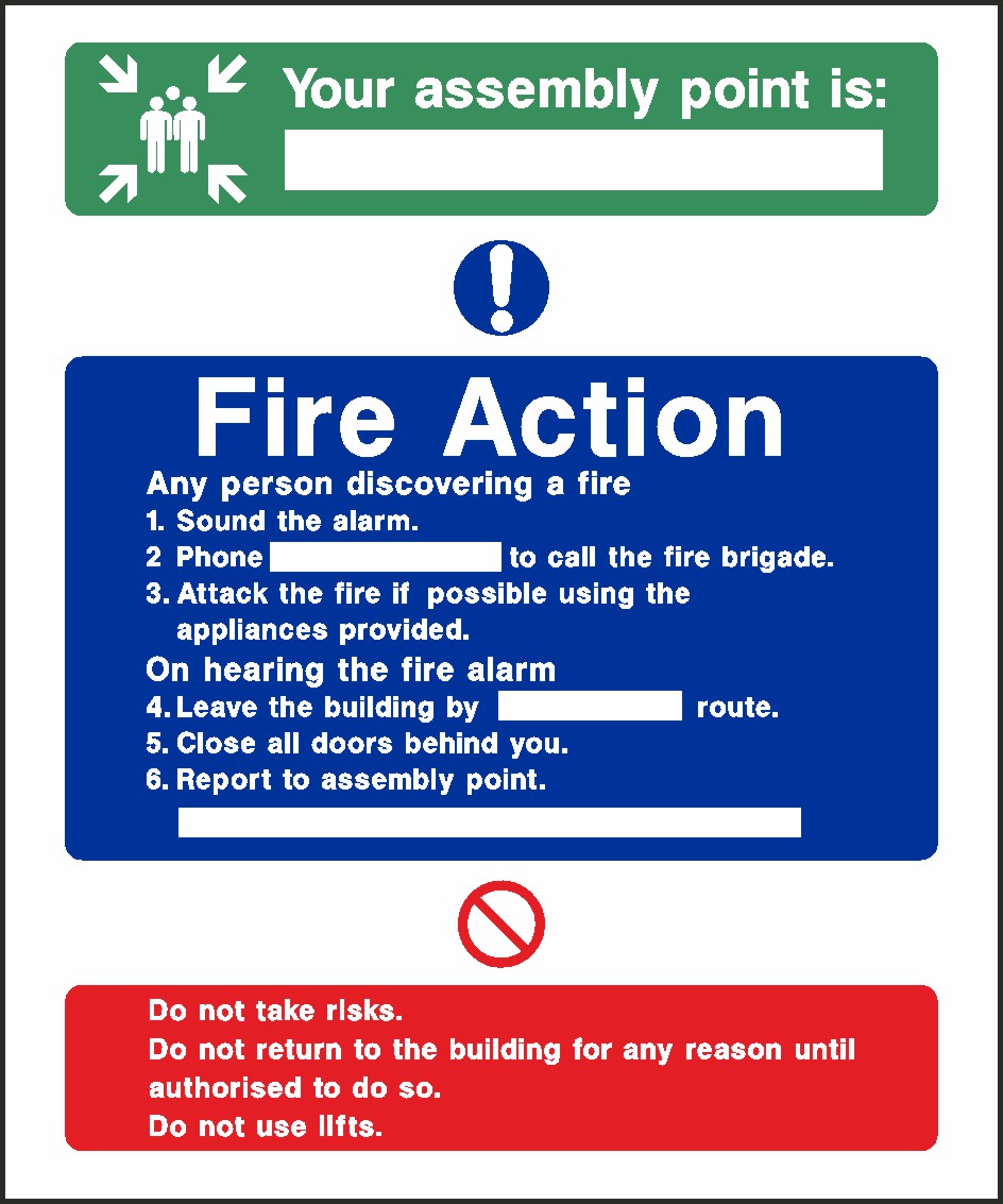 Fire Action Plan Signs and Stickers