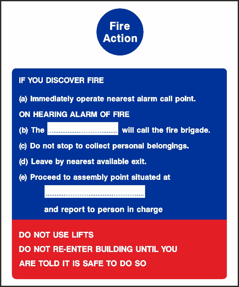 Fire Action Plan Signs and Stickers