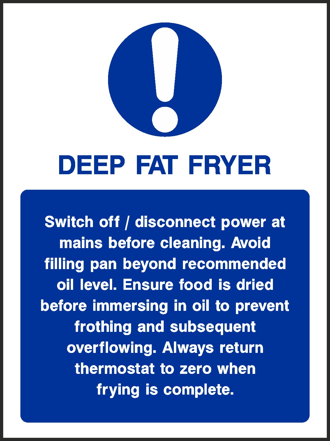 Deep Fat Fryer Signs and Stickers