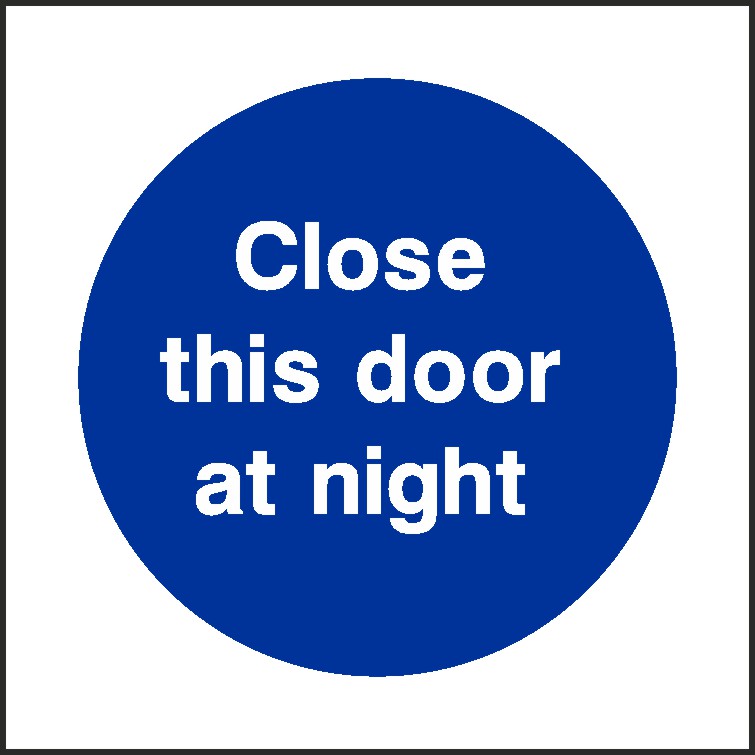 Close Door At Night Signs and Stickers