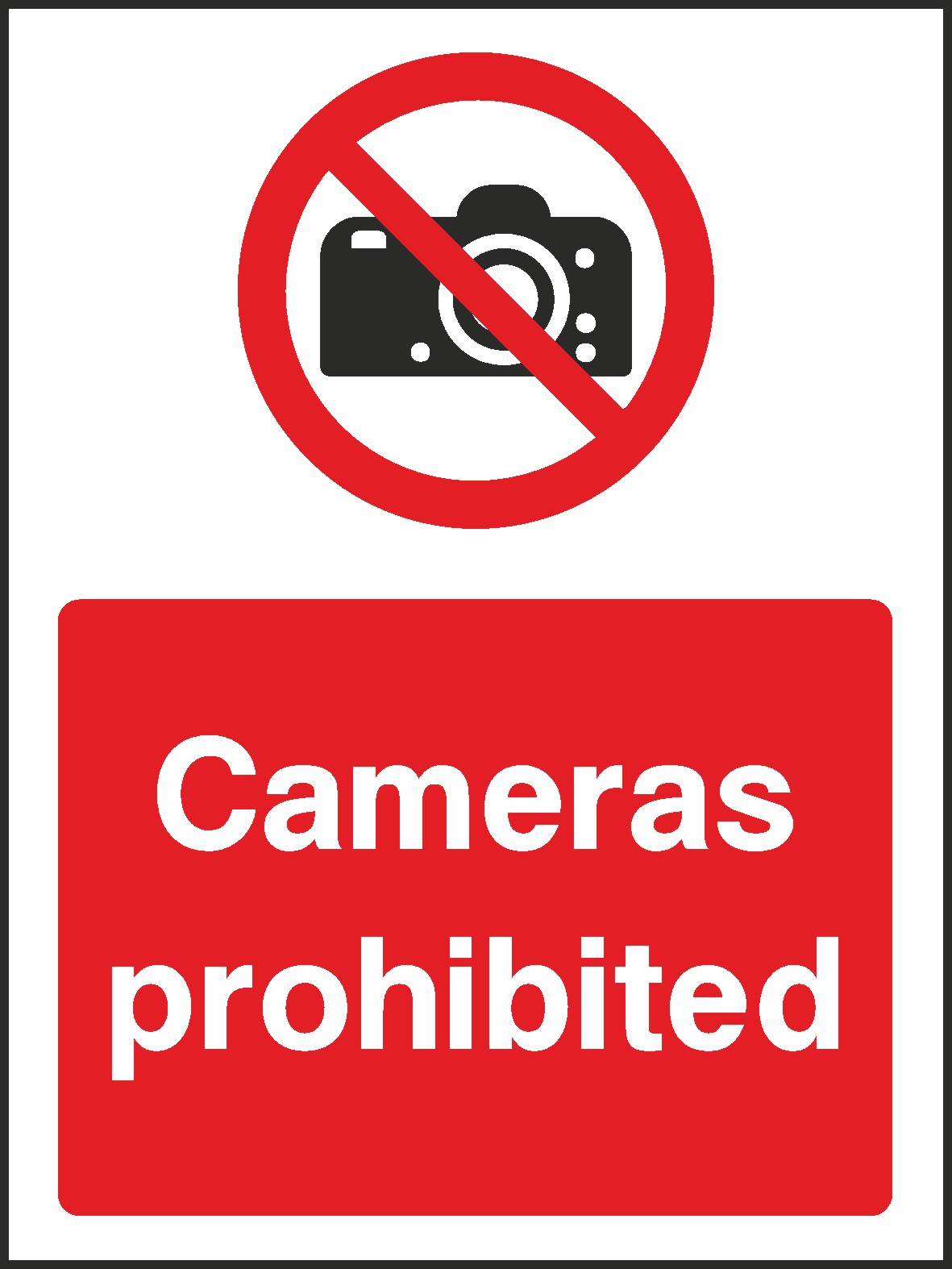 Cameras Prohibited Signs and Stickers