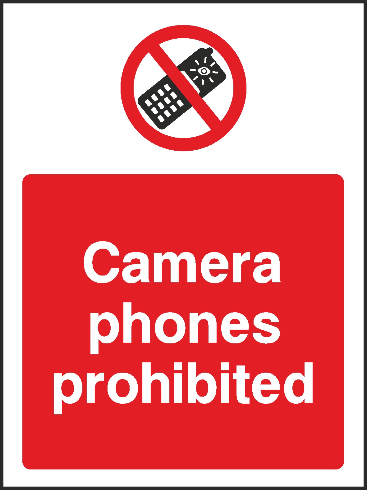 Camera Phones Prohibited Signs and Stickers