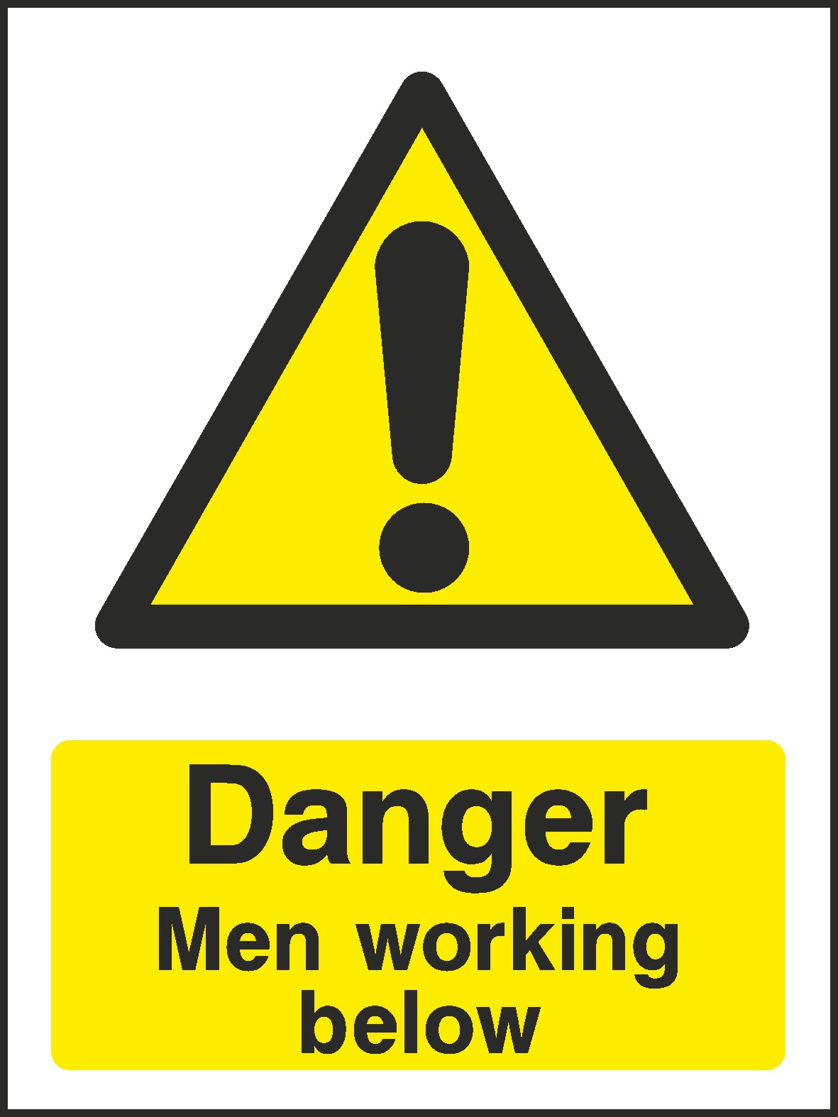 Men Working Below Signs and Stickers